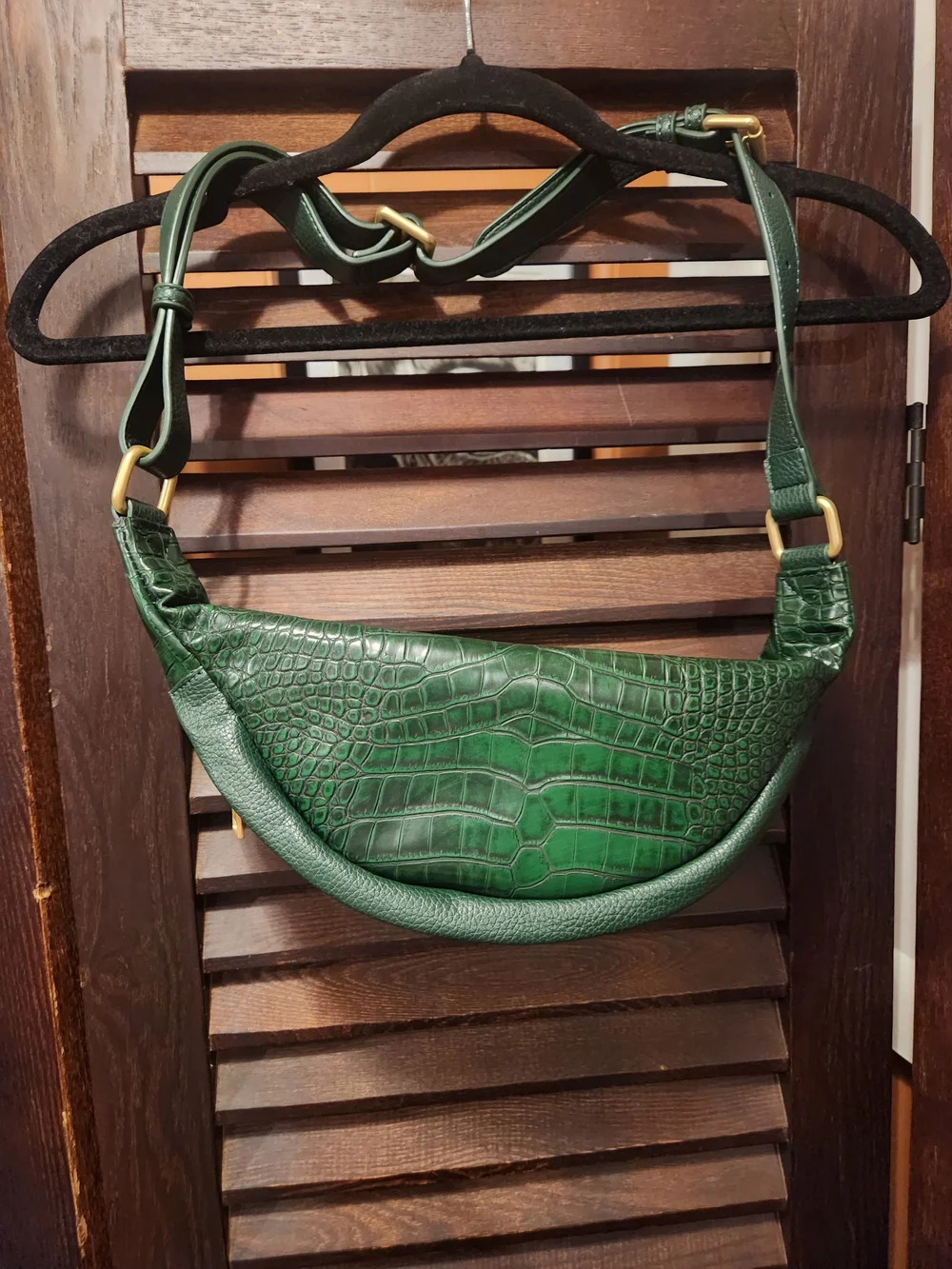 Jeffree Star Green Croc-Embossed Crossbody with Gold Star